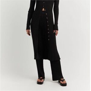 Dissh skinny ribbed black pull on flared pants